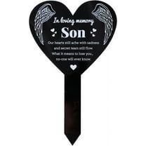 Heart Son Garden Stake Memorial Remembrance Plaque for Cemetery Acrylic Grave Stake Waterproof Sympathy Garden Plaque for Yard Grave Cemetery for diy