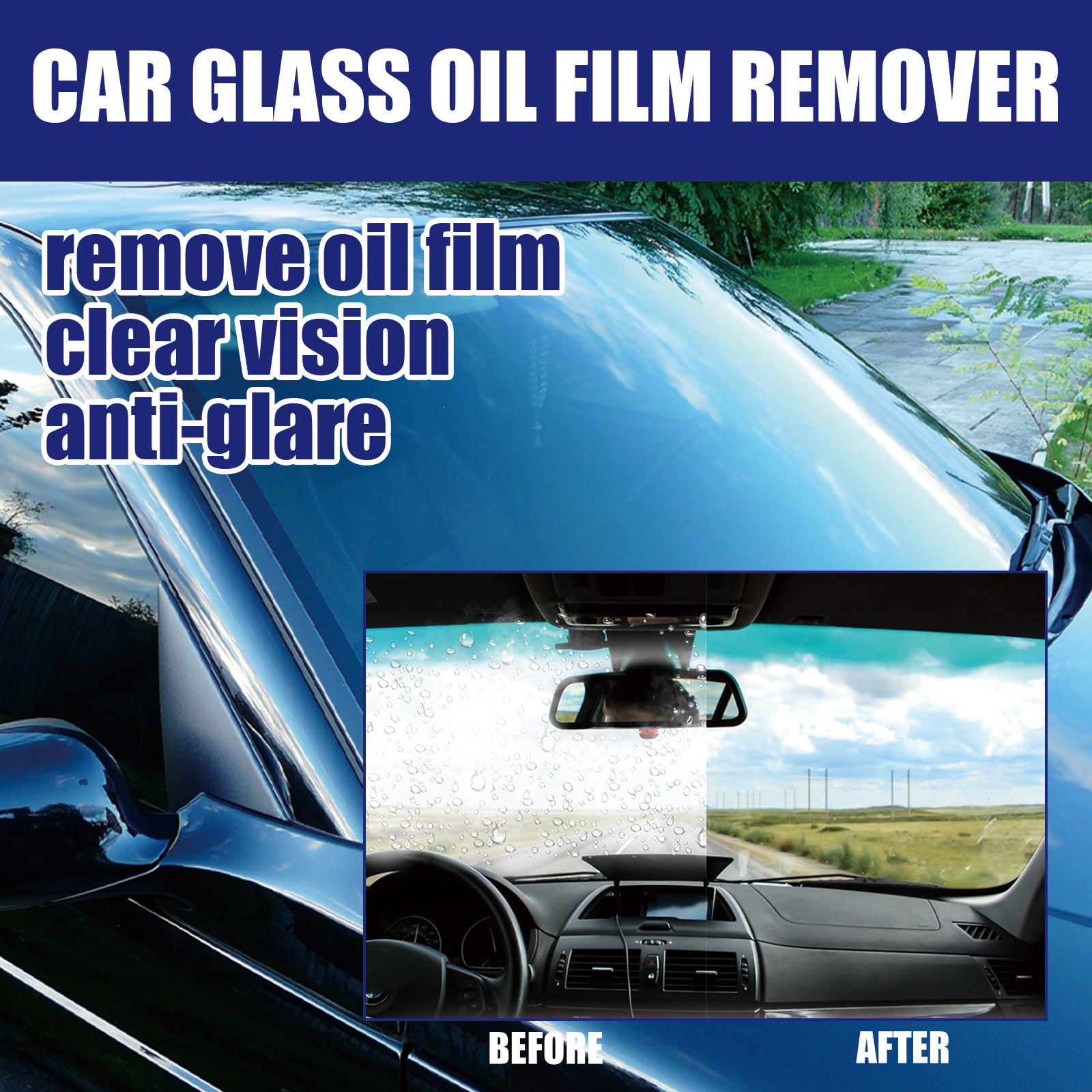 Car Glass Oil Film Cleaner, Water Spot Remover, Glass Cleaner for Auto and  Home Eliminates Coatings, Bird Droppings, and More to Polish and Restore  Glass to Clear 
