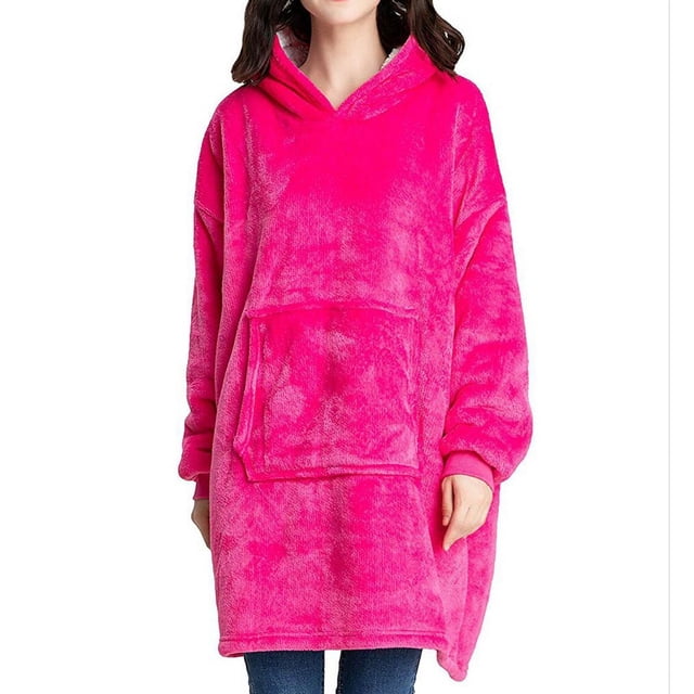 Sudadera con capucha para hombre y mujer, jersey holgado de franela para el hogar, camisón cálido de polar, manta para TV