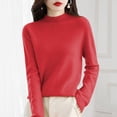 thumbnail image 7 of Gyexs Turtleneck Tops for Women Casual Solid Color Petite Tops Knitwear Fall Loose Knit Pullover Sweater Tops Fall Winter Outfits, Red, Size XXL, 7 of 7