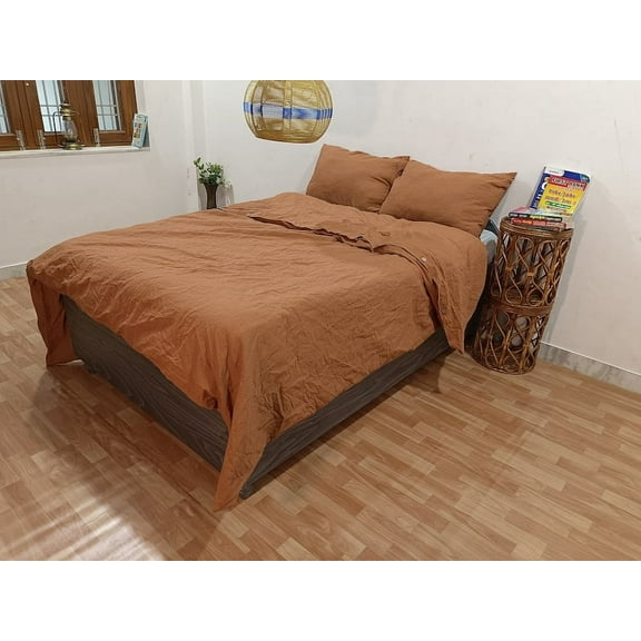 Rusty Orange Colour Super Soft & Luxury Duvet Cover Set 3 Piece -210 Thread Count, 1 Duvet Cover with Cconut Buttons Closure & 2 Pillow Cover, 100% Cotton Duvet Cover