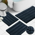 thumbnail image 2 of 3 Piece Bathroom Rugs Sets Thick Non Slip Soft Absorbent Bath Mat Set for Tub, Shower and Toilet (17"x24" + 20"x32" + 20"x24" U-Shaped, Navy Blue), 2 of 9