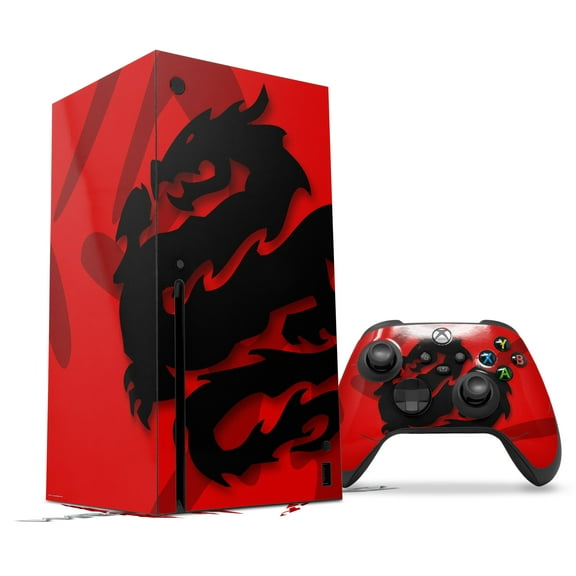 WraptorSkinz Skin Wrap compatible with the 2020 XBOX Series X Console and Controller Oriental Dragon Black on Red (XBOX NOT INCLUDED)