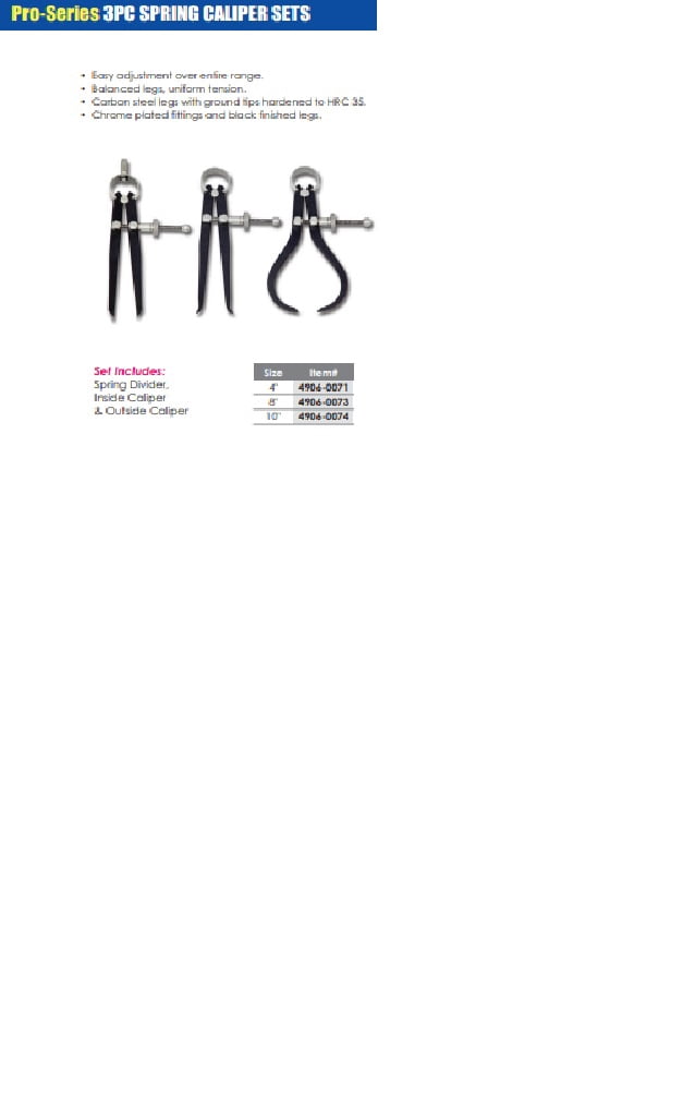 PRO-SERIES 8" 3 PIECE SPRING CALIPER & DIVIDER SET (4906-0073)