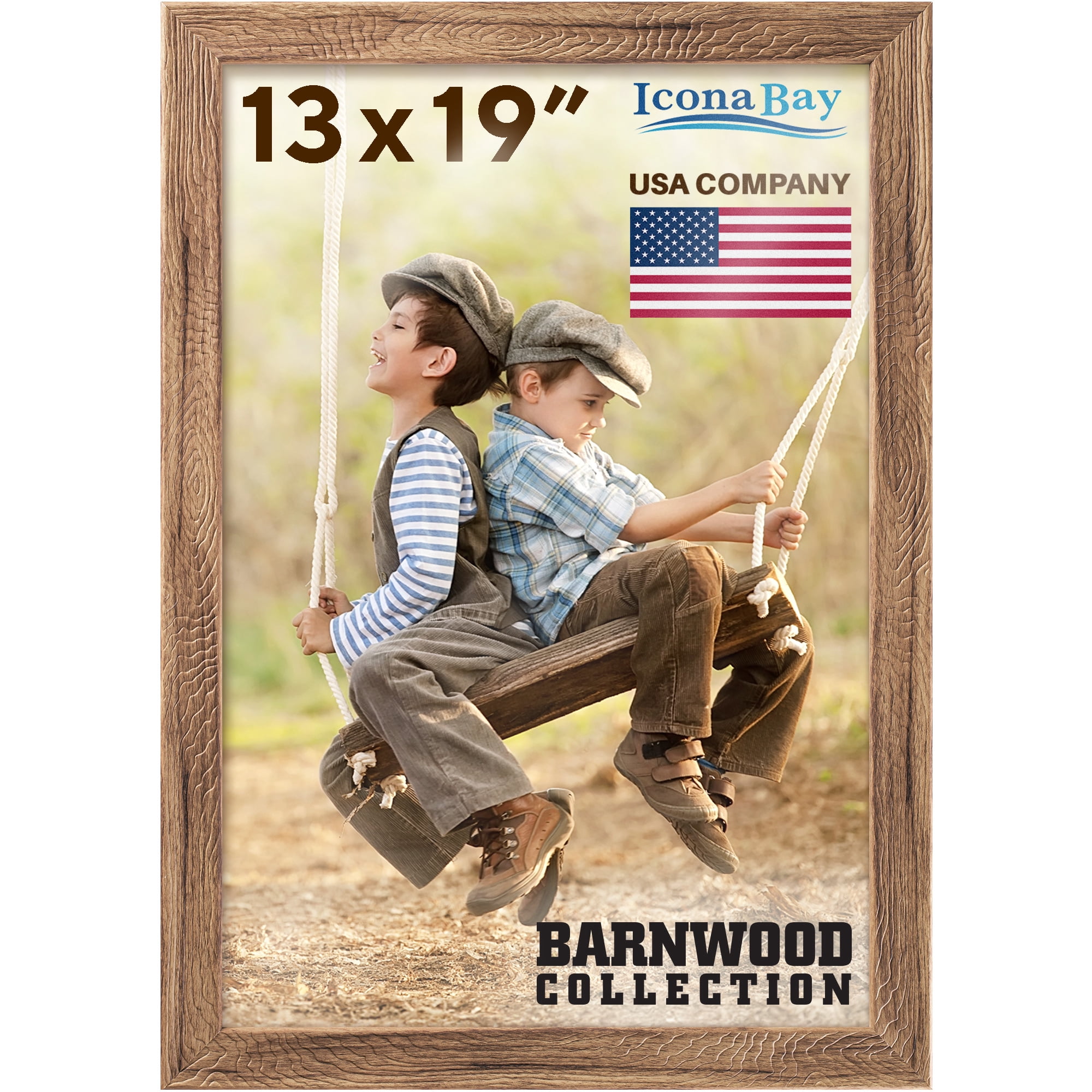 Icona Bay Barnwood 13x19 Honey Oak Picture Frame, Wall Mount Photo Frame W/ Satin Finish