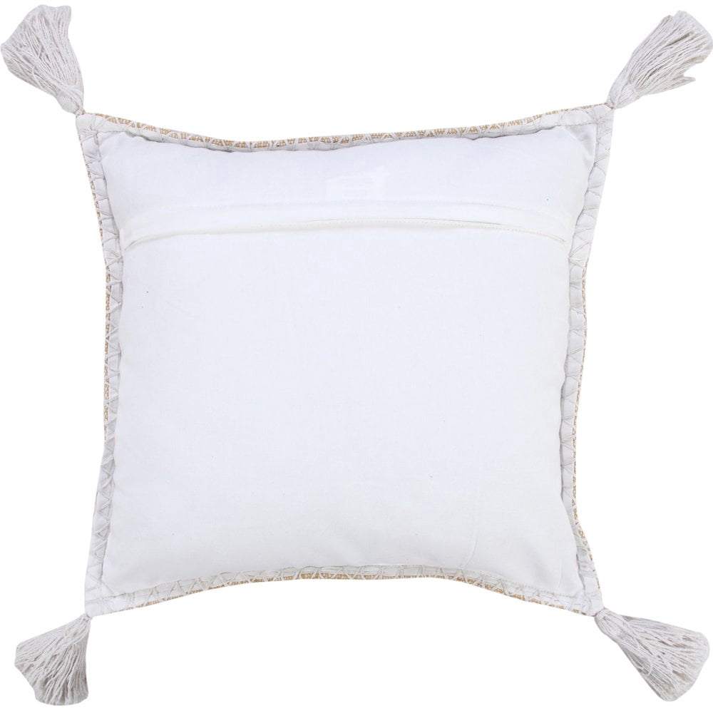 LR Home Ox Bay Hand-Woven Tan/White Solid All-Natural Cotton Pillow Cover