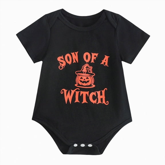 mgoYE Baby Boys Halloween Clothes Bodysuit Short Sleeve Romper Jumpsuit Outfit 0-18 Months(Black,12M)
