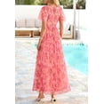thumbnail image 5 of PRETTYGARDEN Tulle Floral Dress Women Summer Wedding Guest Spring Short Sleeve Maxi Smocked Flowy Beach Party Dresses, 5 of 9