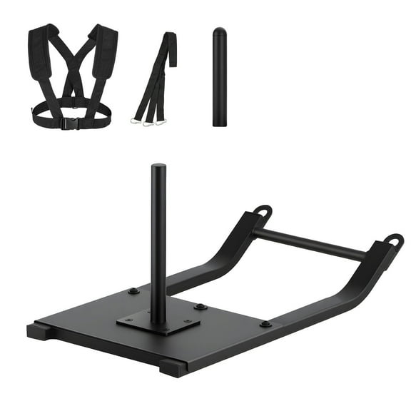 KFFKFF Steel Weight Sled for Strength Training, Fitness Equipment with Harness, Designed for Athletic Exercise and Speed Training, Compatible with 1/2 in Weight Plates, Black