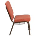 thumbnail image 3 of Flash Furniture HERCULES Series 18.5''W Cinnamon Fabric Church Chair with 4.25'' Thick Seat, Book Rack - Gold Vein Frame, 3 of 4
