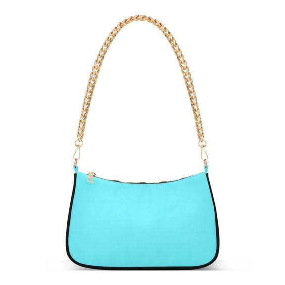 Ryvnso Light Blue Womens Chain Shoulder Bag Tote Handbags Clutch Hobo Purse with Zipper for Travel