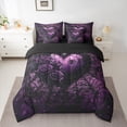 thumbnail image 2 of Homewish Chic Floral Rose 7-Piece Twin Bedding Sets For Teens Adults,Purple Love Heart Bedding Comforter Set,Gothic Spider Web Breathable Sheet Sets,Exotic Style Bedroom Decor,Reversible, 2 of 8