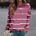 thumbnail image 1 of IMENGL Casual striped pullover top, Pink L, Size M-2XL, 1 of 5