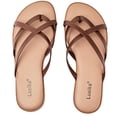 thumbnail image 1 of Sandalias planas Luoika para mujer, color marrón, ancho ancho, tamaño 11XW, 1 of 9