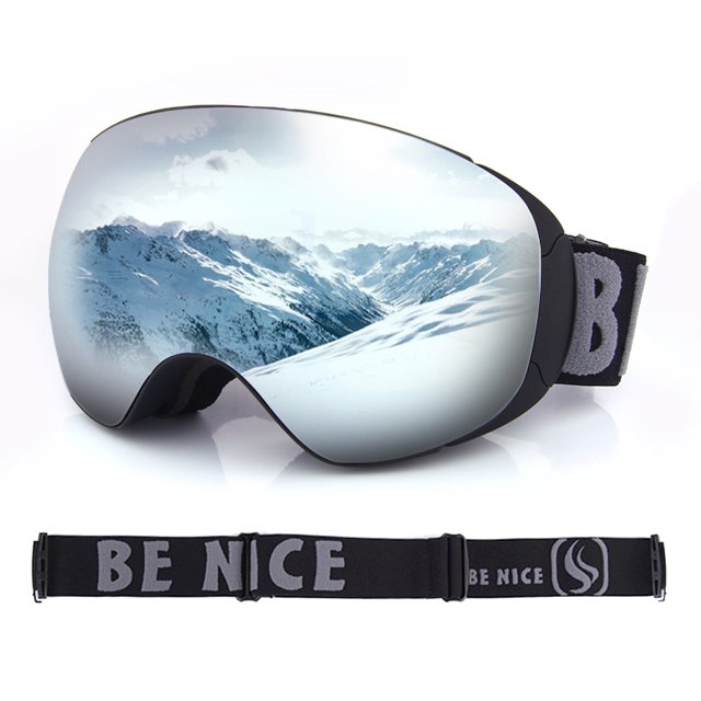 Gafas de esquí para adultos con revestimiento electrochapado, doble antivaho, cilíndricas, esféricas, con intercambio magnético