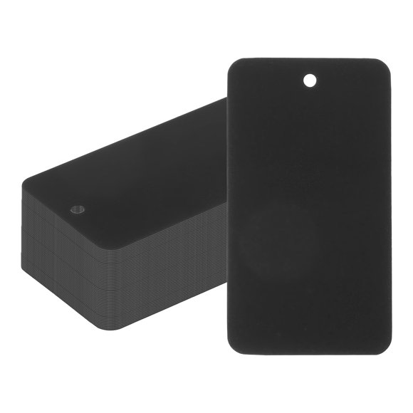 Uxcell Plastic Shipping Tags with Wire, Waterproof Blank Labels for Luggage Identification Black 3-9/16" x 2"