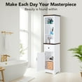 thumbnail image 6 of EVMORE 6-Tier Bathroom Storage Cabinet, Narrow Tall Cabinet Freestanding Storage Tower with Doors and Adjustable Shelves for Living Room, Kitchen, Home, Office - White, 6 of 8