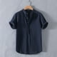 thumbnail image 1 of pstuiky Camisa de manga corta para hombre, Camisa de hombre de Europa y América, de manga corta, con cuello alto y boca abierta, blusa de manga corta. ropa de hombre xl, 1 of 6