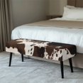 thumbnail image 2 of XYZCANDO Cowhide Print Stretch Bed Foot Bench Cover, Washable Polyester Spandex Rectangle Long Bench Cover for Bedroom and Living Room, 2 of 9