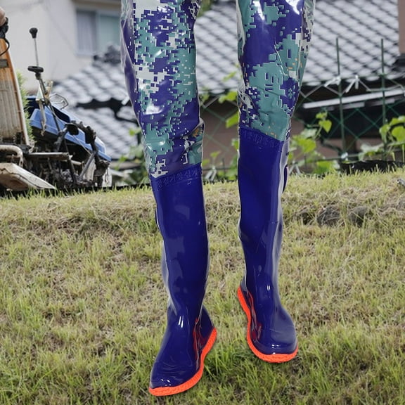 Masteelf 1 Pair Of Waterproof Pvc Wading Boots For Men, Non-Slip High Rain Boots, Outdoor Fishing And Hunting Waders, Breathable And Comfortable Size 44