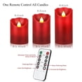 thumbnail image 2 of Juego de 3 velas LED Lamp JUNPEI de cera auténtica roja con control remoto de 10 botones, 2 of 6