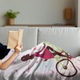 thumbnail image 3 of Feminine Soft Flannel Fleece Throw Blanket, Girl on Bike Passing by Cherry Trees Blooms Spring Nature Seasonal Illustration, Cozy Plush for Indoor and Outdoor Use, 50" x 60", Green Pink, by Ambesonne, 3 of 5