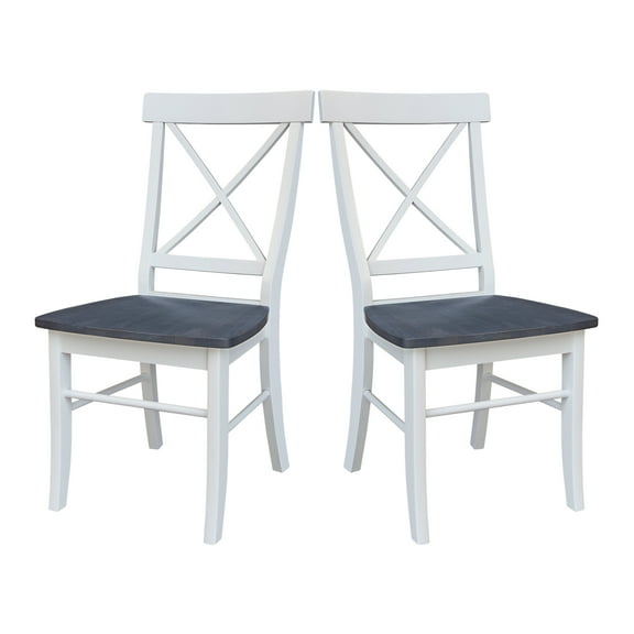 X-Back Solid Wood Chair - Set of 2 Chairs in White/Heather Gray