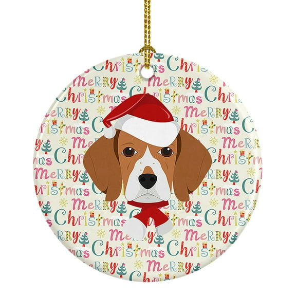 Beagle Merry Christmas Ceramic Ornament 2.8 in x 2.8 in