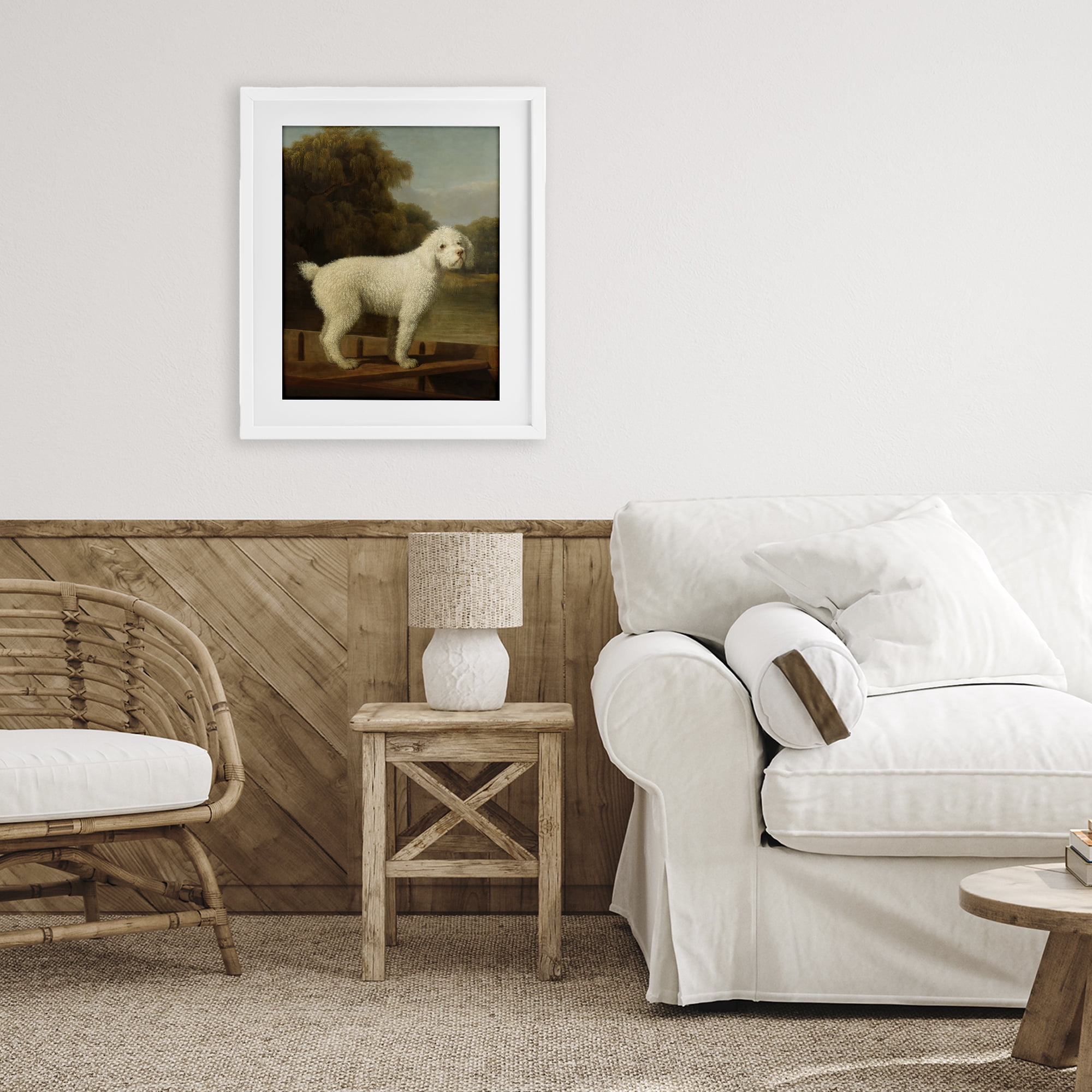 Stupell Industries White Poodle in a Punt White Framed Print Under Glass, design by Tina LeCour