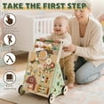 thumbnail image 3 of Baby Push Walker, Wooden Baby Walking Toys for 1 Year Old, Adjustable Speed Walker for Baby Boy Girls, Farm Theme Toddler Walker, Montessori Walker Toy, Sit to Stand Walker with Baby Activity Center, 3 of 9