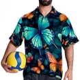 thumbnail image 4 of Flower Butterfly Men's Casual Button Down Short Sleeve Printed Summer Beach Shirts, 4 of 6