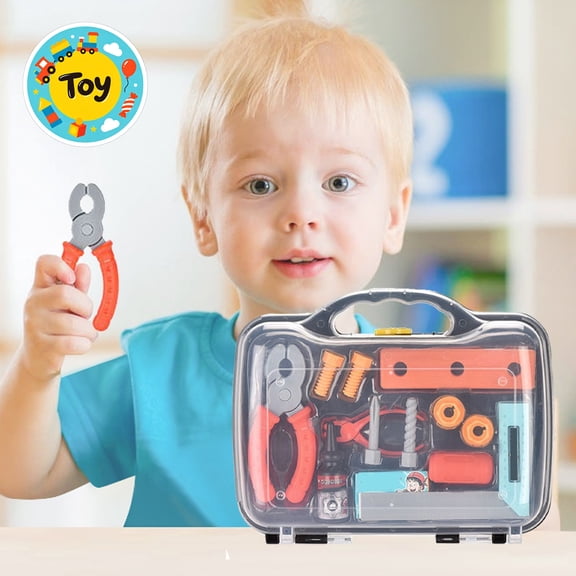Workbench Pretend Playset with Portable Suitcase, Screwdrivers, Wrenches and Bolts, Pretend Play Toys, Role Play Kit, Christmas Birthday Gifts, Toys for Toddler Baby Kids Boys Girls, Age 3 