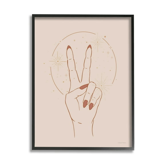 Stupell Industries Casual Peace Sign Hand Symbol Painted Nails Framed Wall Art, 11 x 14, Design by Rachel Nieman
