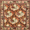 thumbnail image 1 of Ahgly Company Tapis d'Intérieur Lavable en Machine Carré Traditionnel Brun Sable, 5 Pieds Carré, 1 of 7