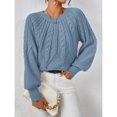 thumbnail image 2 of NMMUED Sweaters for Women Pullover Sweaters for Women Knit Sweater for Women Cable Knit Sweater Women, Blue M, 2 of 8