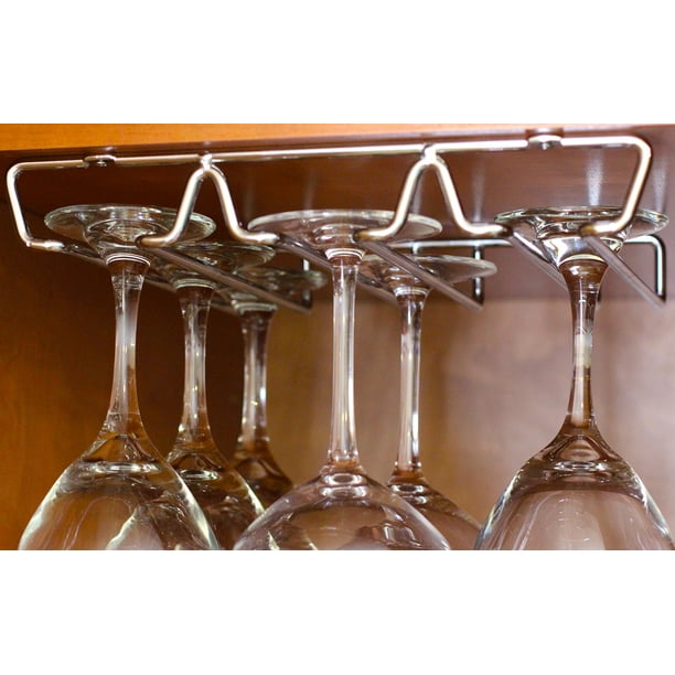 DecoBros Under Wine Glass Stemware Rack Holder, Chrome