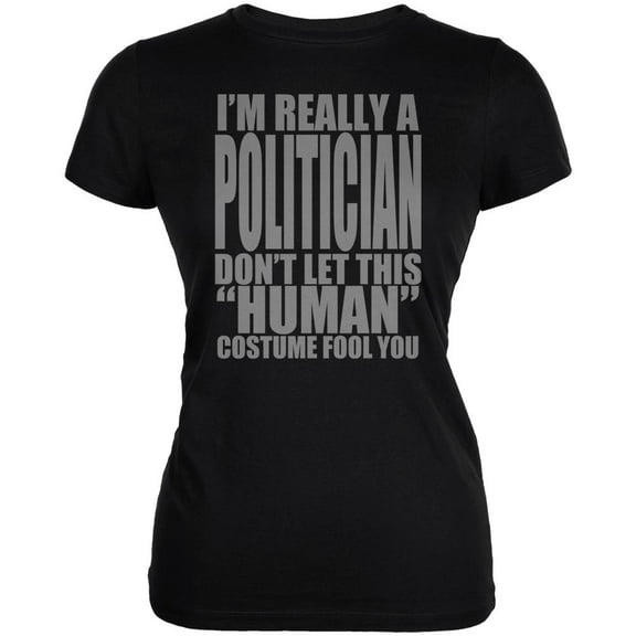 Halloween Human Politician Costume Juniors Soft T Shirt Black X-LG