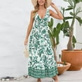 thumbnail image 2 of Dvkptbk Robe d'Été Décontractée pour Femme 2024 Mode Bohème à Imprimé Floral Robe de Plage Col en V Manches Courtes Taille Haute Longue Robe Maxi, 2 of 8