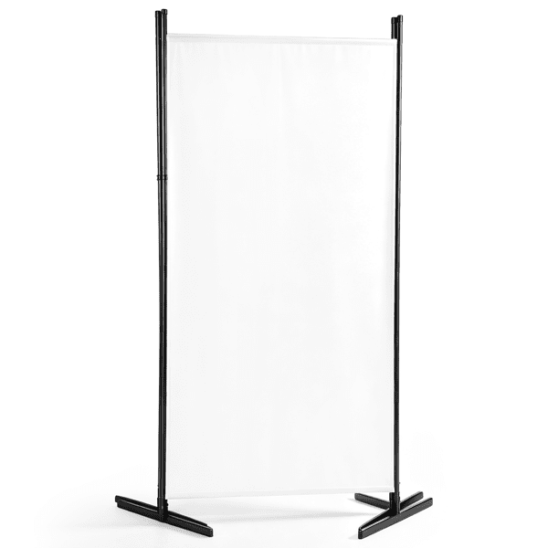 3-Fold 6FT Foldable Screen, 160g Plastic Feet Polyester Fabric Carbon Steel Frame Room Divider, Off-White