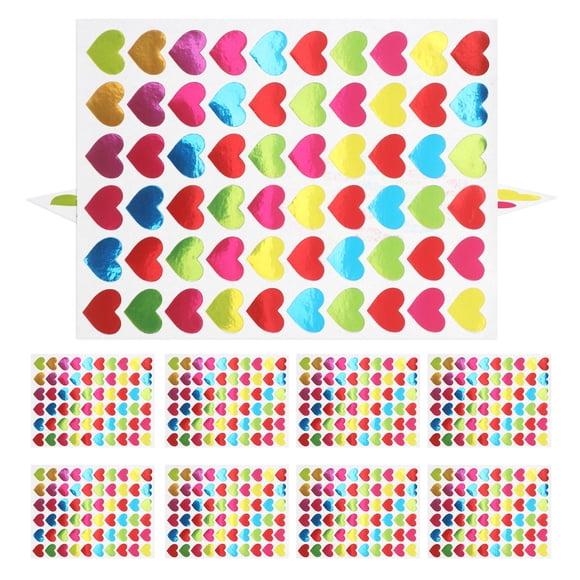 GARVALON 2100pcs Bingo Stickers Multi Heart Stickers for Office Workers and Teachers Valentine's Day