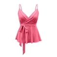 thumbnail image 4 of WAYUTE Women's Tank Tops Ruffle Tie Waist Design Strappy Camisole Solid Color V Neck Trendy Versatile Summer Beach Outdoor Casual, 4 of 6