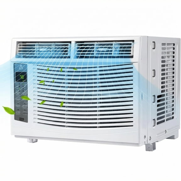 6000 BTU Window Air Conditioner,3 Cooling Speeds,Bedroom Living Room,White,No Wifi