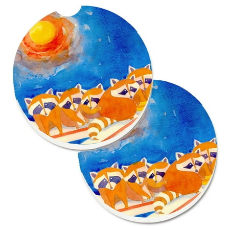 

Carolines Treasures 6009CARC Raccoons on the railing Set of 2 Cup Holder Car Coasters Large multicolor
