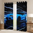 thumbnail image 2 of Castle Fairy Neon Sports Car Black Out Curtains for Teens, Light Trail Race Curtains Pack of 2 (42x63 Each) for Teen Bedroom, Blue Black, 2 of 6