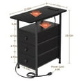thumbnail image 4 of End Tables Living Room with Charging Station, Narrow Side Table with USB Ports and Outlets, Slim Nightstand with 3 Fabric Drawers for Bedroom, Small Space, Black, 4 of 15