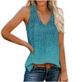 thumbnail image 2 of JTZGDY Tank Top for Women Cute Boho Floral Printed V Neck Summer Sleeveless Graphic T Shirt Tops Dressy Casual Loose Fit Cozy Tunic Blouses Blue S, 2 of 8
