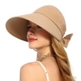 thumbnail image 2 of Helii Women Wide Brim Sun Hat with Back Bow and Ponytail Hole, Quick Dry Breathable UV Protection Foldable Packable Travel Cap, Adjustable Drawstring Outdoor Beach Hat Khaki,One Size, 2 of 8