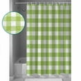 thumbnail image 3 of Shower Curtain Bathroom Set Farmhouse Plaid Design Waterproof Fabric Shower Curtains with Grommets&Hooks Green and White Grid Privacy Bath Curtain for Bathtub 72x72in, 3 of 7
