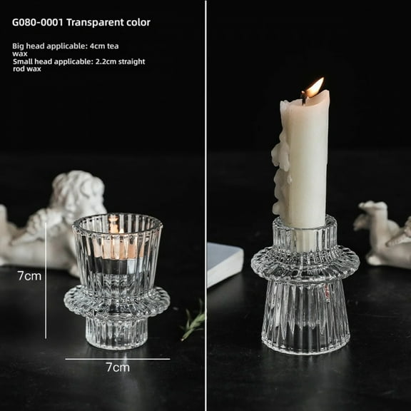 Pillar Tealight Candle Holder Clear Glass for Table Design Candlesticks, Decorative Tabletop Home Dining Centerpiece