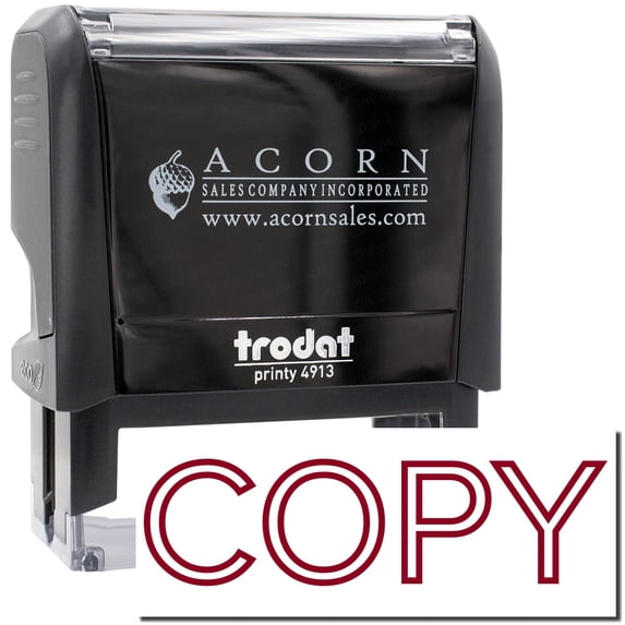 Large Self-Inking Outline Font Copy Stamp, Trodat Printy 4913, Press and Print Stamping, Impression Size 7/8" x 2-1/4", Up to 10,000 Impressions - Burgundy Ink